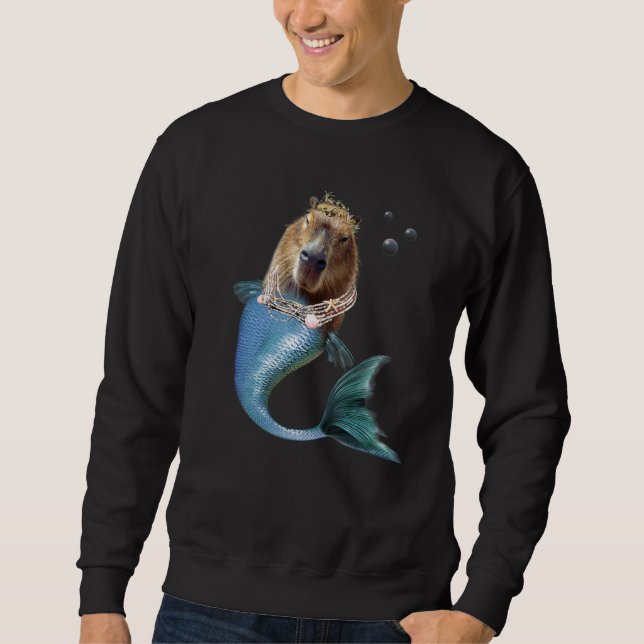 Mermaid Capybara Mercapybara  Cute Meme Sweatshirt (Vorderseite)