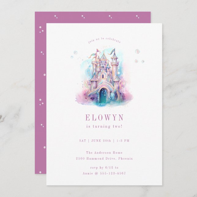 Mermaid Castle Birthday Party Einladung (Vorne/Hinten)