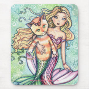 Mermaid Cat Kitty Mousepad von Molly Harrison