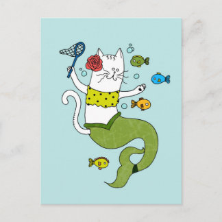 Mermaid Cat Postcard Postkarte