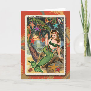 Mermaid Christmas Card Feiertagskarte