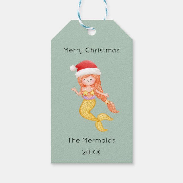 Mermaid Christmas Geschenkanhänger (Vorderseite)