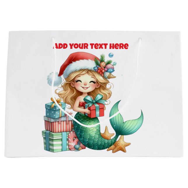 Mermaid Christmas Große Geschenktasche - Personali Große Geschenktüte (Vorderseite)