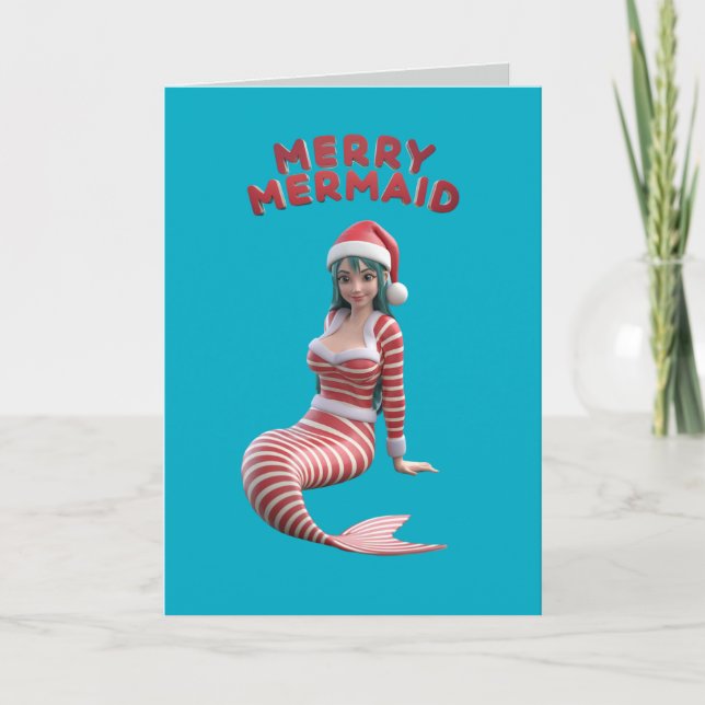 Mermaid Christmas Karte (Vorderseite)
