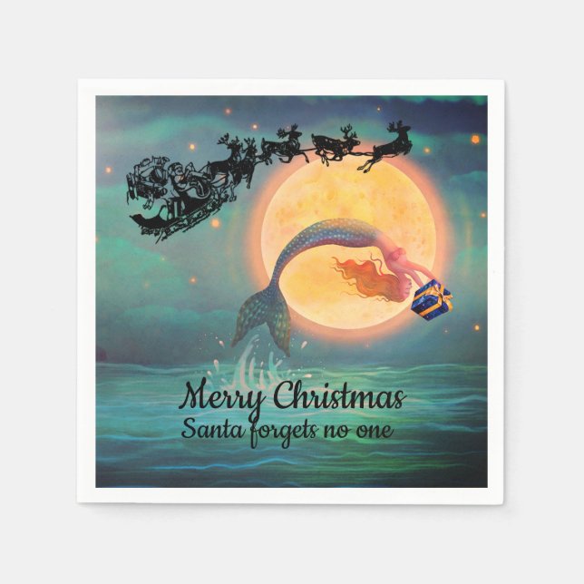 Mermaid Christmas Napkins Serviette (Vorderseite)