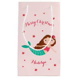 Mermaid Christmas Personalisiert Name Pink Kleine Geschenktüte