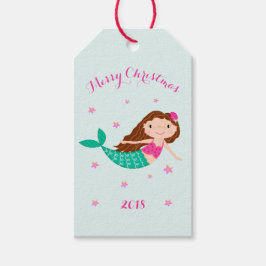 Mermaid Christmas Pink Aquamarin Personalisiert Geschenkanhänger