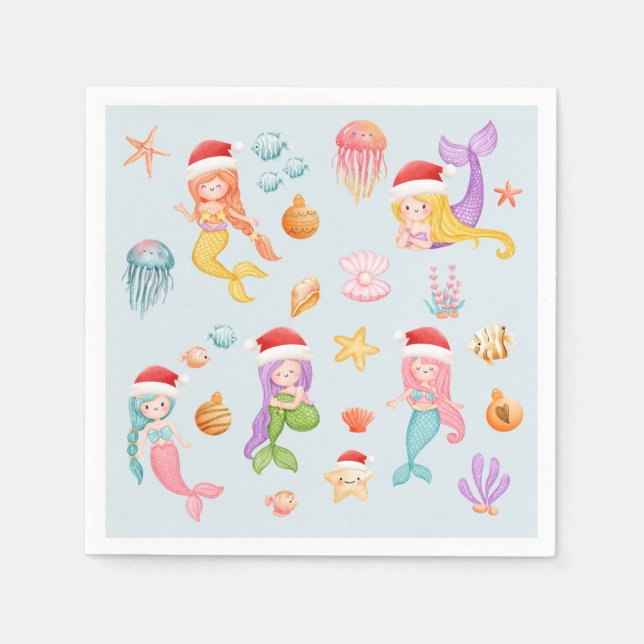 Mermaid Christmas Serviette (Vorderseite)