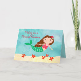 Mermaid Christmas Watercolor Feiertagskarte