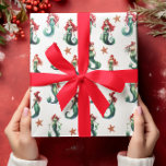 Mermaid Christmas Watercolor Geschenkpapier<br><div class="desc">This design was created through digital art. It may be personalized by clicking the customize button and changing the color, adding a name, initials or your favorite words. Contact me at colorflowcreations@gmail.com if you with to have this design on another product. . See more of my creations or follow me...</div>
