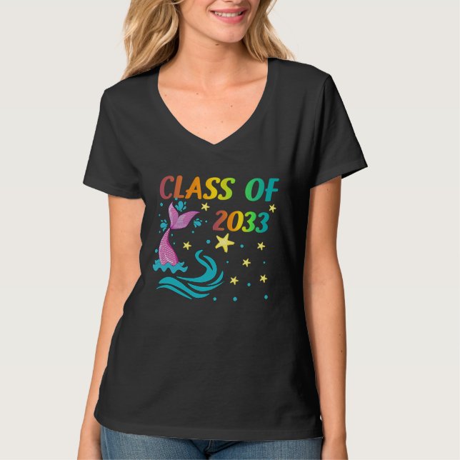Mermaid Class Of 2033 Grow With Me First Day Of Ki T-Shirt (Vorderseite)