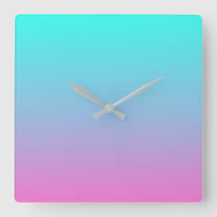 Mermaid colors gradient purple pink aqua ombre quadratische wanduhr