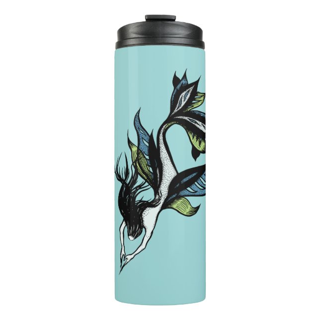 Mermaid Cool Ink Zeichnend Thermosbecher (Vorderseite)