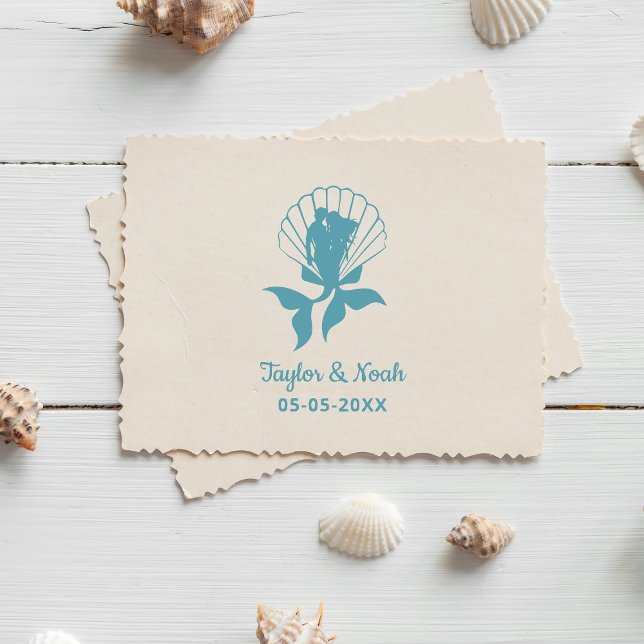 Mermaid Couple auf einem Seashell-Design Gummistempel (Von Creator hochgeladen)
