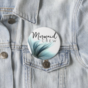 Mermaid Crew Aqua Mint Seafoam Luxe Brautparty Button