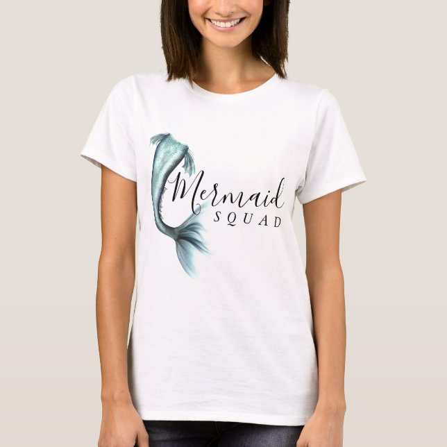 Mermaid Crew Aqua | Mint Seafoam Luxe Brautparty T-Shirt (Vorderseite)