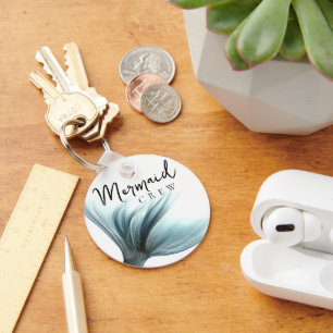 Mermaid Crew Aqua Mint Seafoam Luxe Bridal Party Schlüsselanhänger