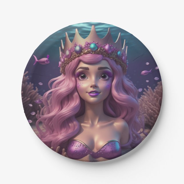 Mermaid Crown Pappteller (Vorderseite)