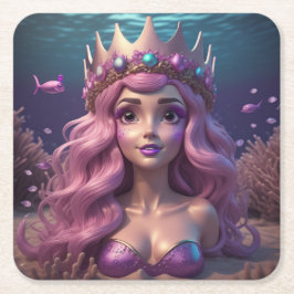 Mermaid Crown Rechteckiger Pappuntersetzer