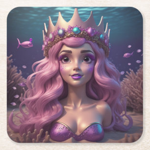 Mermaid Crown Rechteckiger Pappuntersetzer