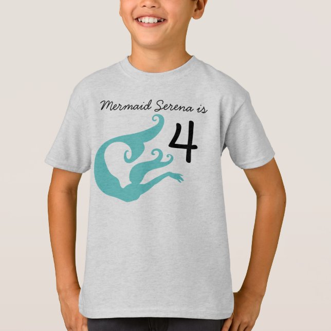 Mermaid Customizable 4th Birthday Tshirt (Vorderseite)
