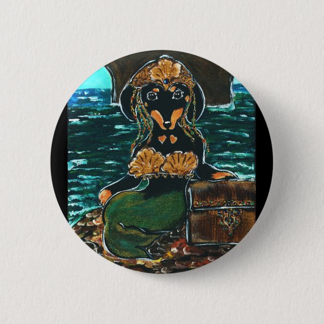Mermaid-Dackel Button (Vorderseite)