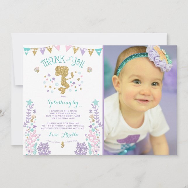 Mermaid Danke, dass ihr Karte unter dem Meer Danke (Vorderseite)