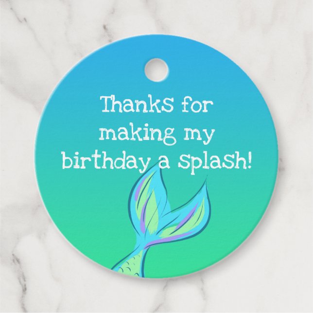 Mermaid Danke Favor Tags Geschenkanhänger (Vorderseite)