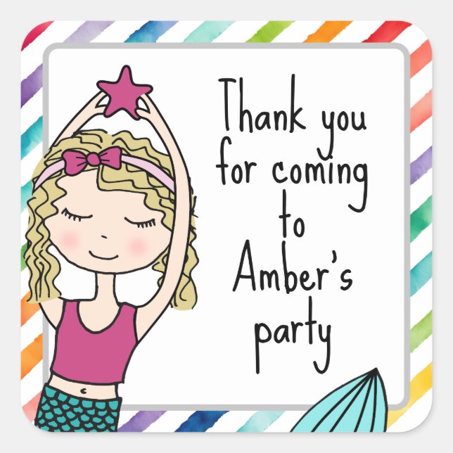 Mermaid danke Ihnen Aufkleber Gefallen Tasche (Vorderseite)