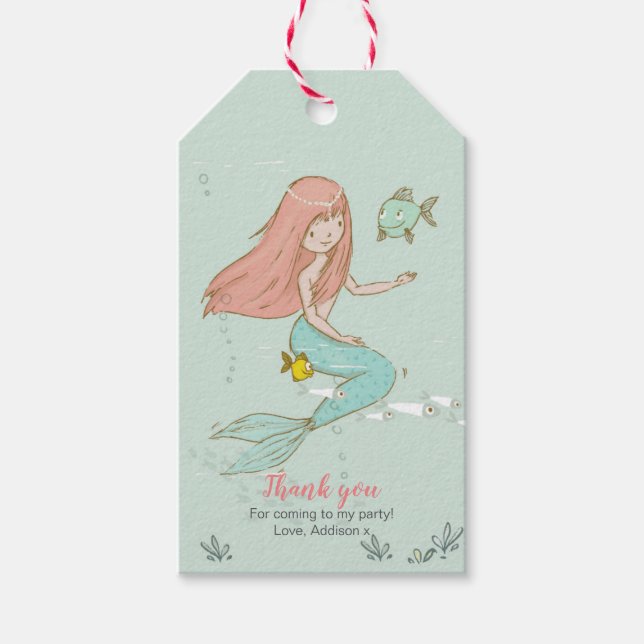 Mermaid danke Ihnen für Tags Geschenkanhänger (Vorderseite)