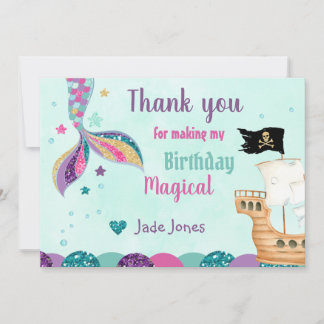 Mermaid Dankeschön Cards, Mermaid Geburtstagskarte Einladung