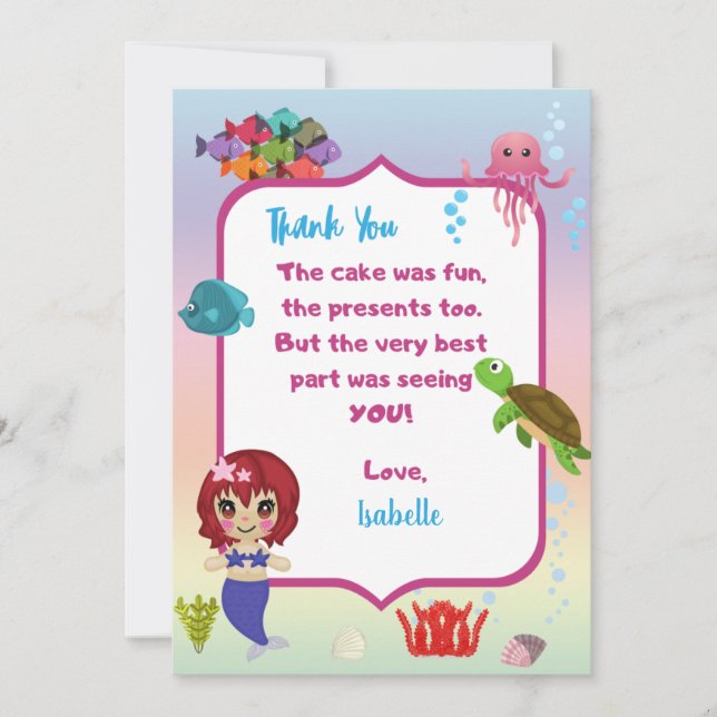 Mermaid Dankeschön Karte (Vorderseite)
