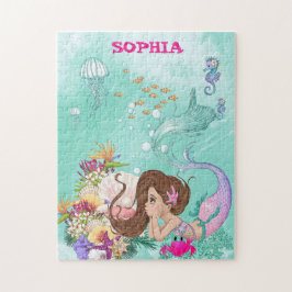 Mermaid Dark Green Starfish Personal Puzzle