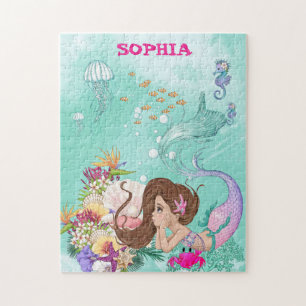 Mermaid Dark Green Starfish Personal Puzzle