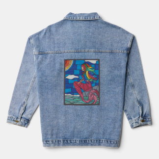 Mermaid Denim Jacket Stained Glass Style Artwork Jeansjacke