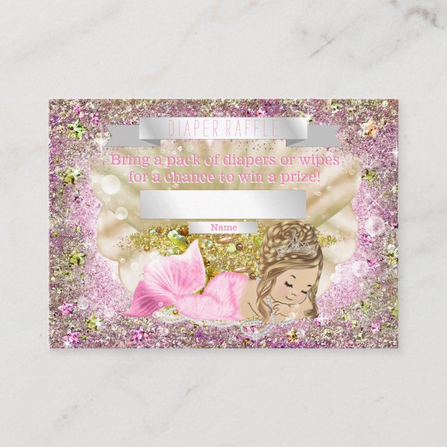 Mermaid Diaper Raffles Tickets Begleitkarte (Vorderseite)