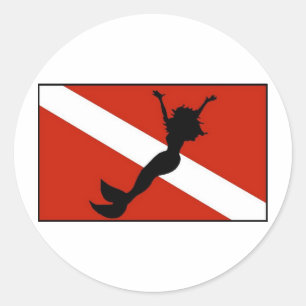 Mermaid Diver Flag Runder Aufkleber