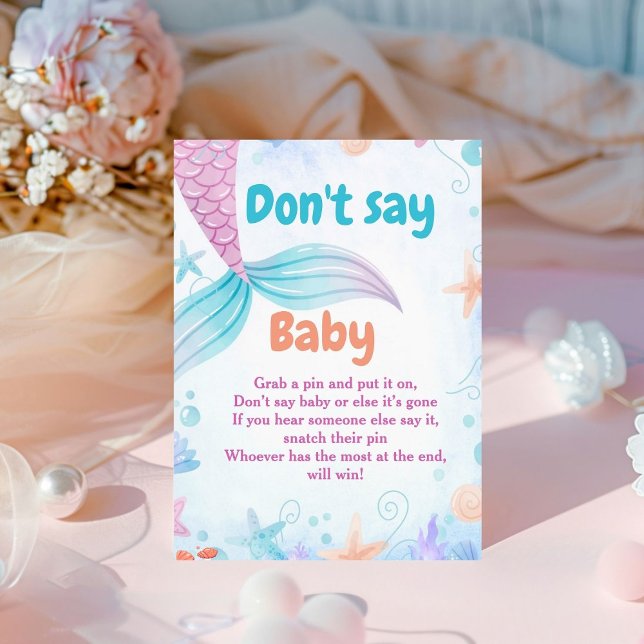 Mermaid Don't Say Baby Shower Game-Zeichen Sockelschild (Von Creator hochgeladen)