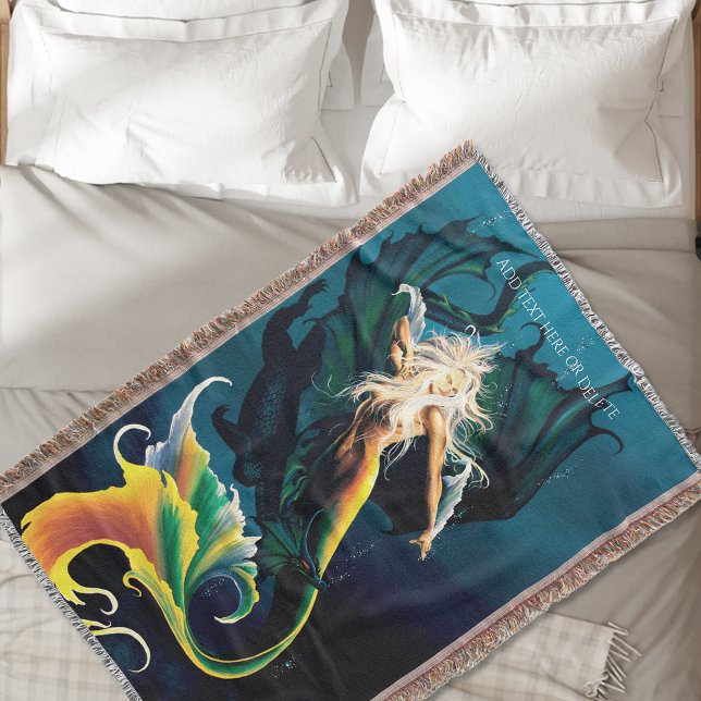 Mermaid Dragon Fantasy Blue Decke (Von Creator hochgeladen)
