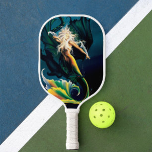 Mermaid Dragon Fantasy Blue Pickleball Schläger