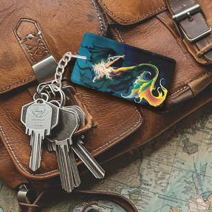 Mermaid Dragon Fantasy Blue Schlüsselanhänger