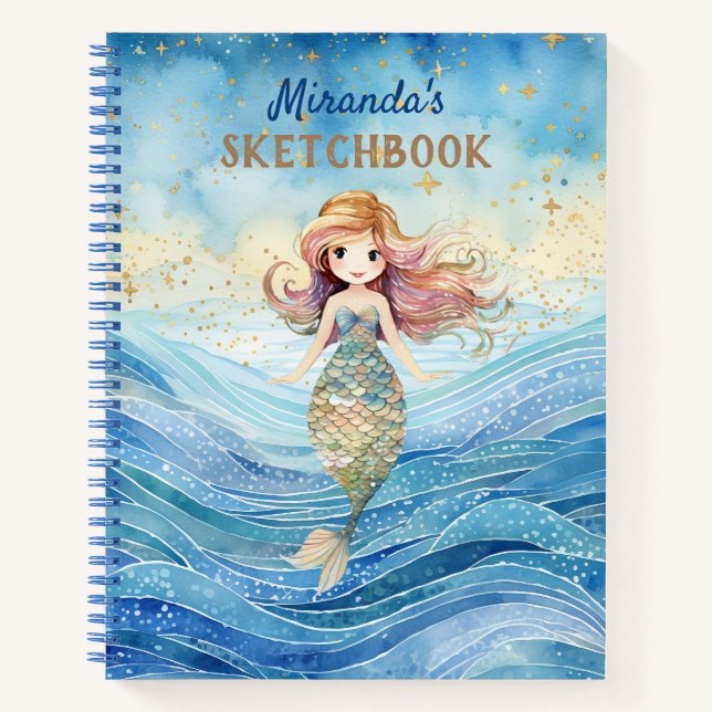 Mermaid Dreams for girls Sketchbook Notizbuch (Vorderseite)