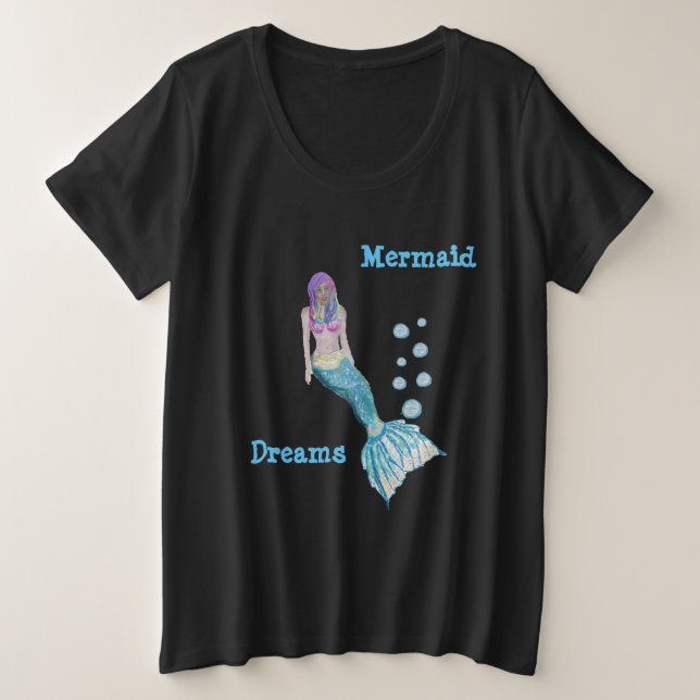Mermaid Dreamz (dunkles Shirt) Große Größe T-Shirt (Design vorne)