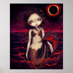Mermaid Eclipse gothse moon fantasy Art Print Poster