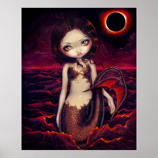 Mermaid Eclipse gothse moon fantasy Art Print Poster (Vorne)