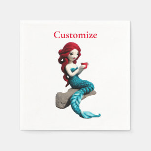 Mermaid entspannen mit Getränkedosen Thunder_Cove Serviette