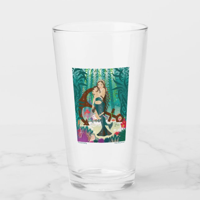 Mermaid-Familie (Brunettes) Glas (Vorderseite)