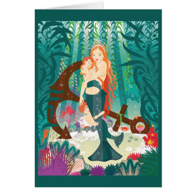 Mermaid Family (Rotkopfkarte) (Vorne)