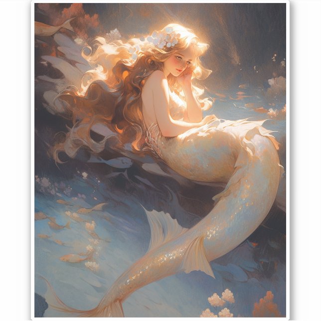 Mermaid Fantasy Art Aufkleber (Vorderseite)