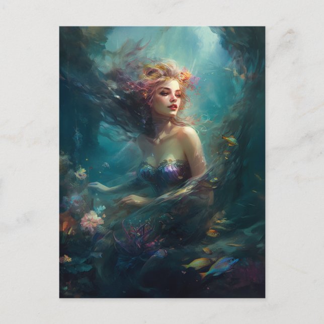 Mermaid Fantasy Art Postcard Postkarte (Vorderseite)